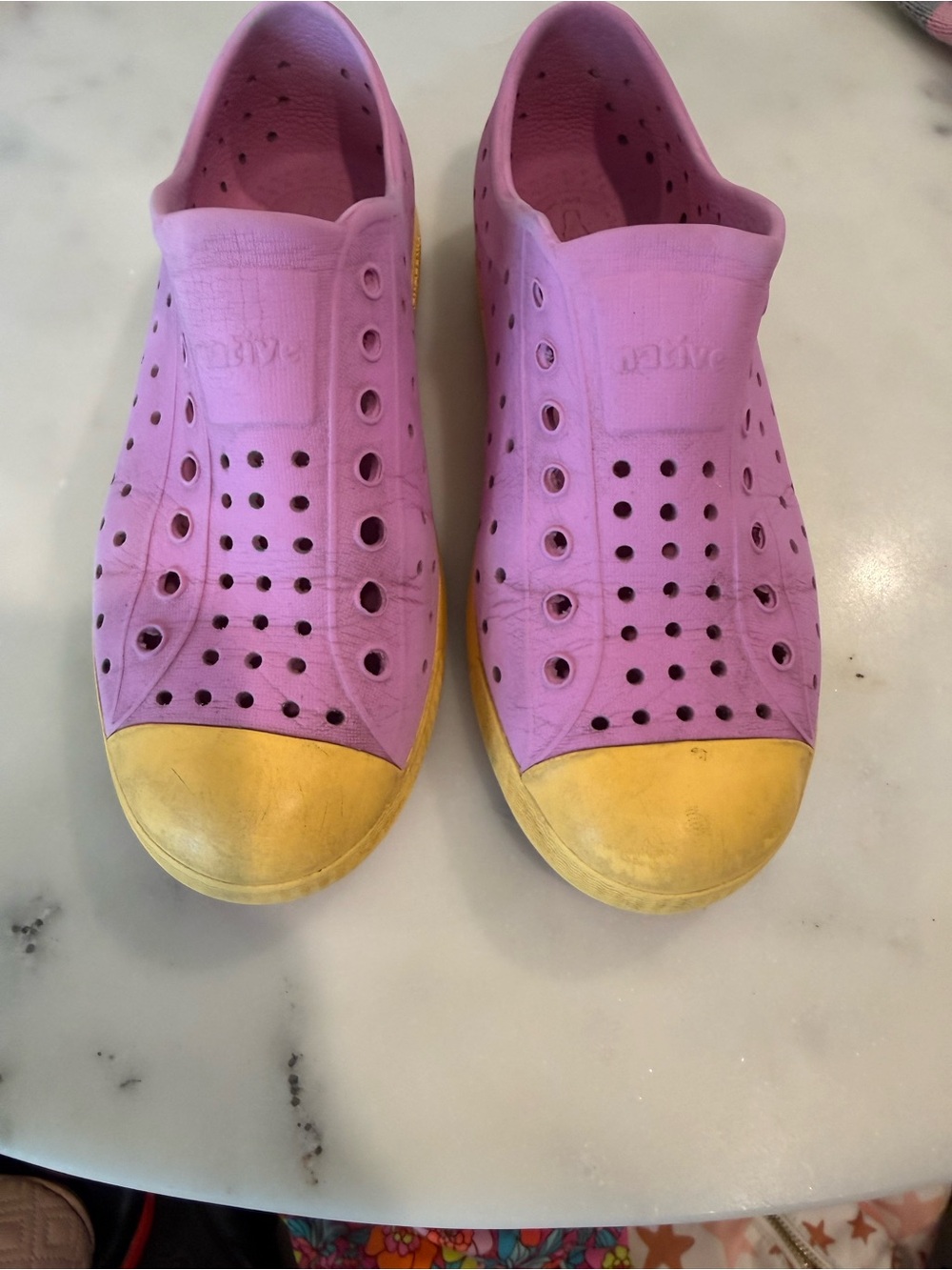 Native Jefferson Pink and Yellow Slip-On, Size J1